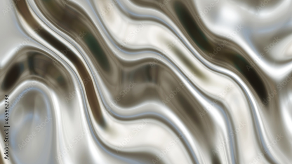 Silver chrome metal texture with waves, liquid silver metallic