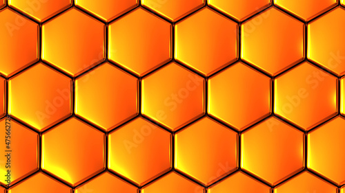 Gold hexagons 3D geometric ...
