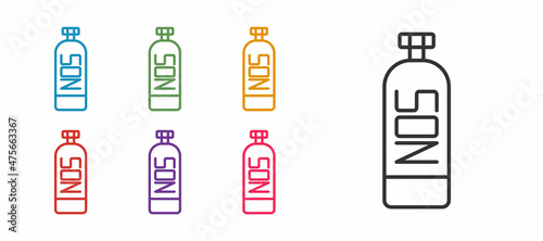 Set line Nitrous oxide icon isolated on white background. Set icons colorful. Vector