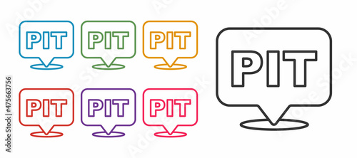 Set line Pit stop icon isolated on white background. Set icons colorful. Vector