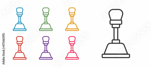 Set line Gear shifter icon isolated on white background. Manual transmission icon. Set icons colorful. Vector
