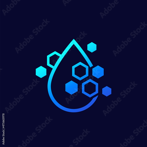 Drop with nano particles icon, vector design