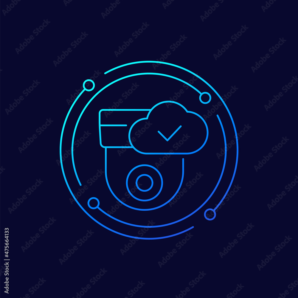 ip camera and a cloud line icon, vector ip camera and a cloud line icon, vector