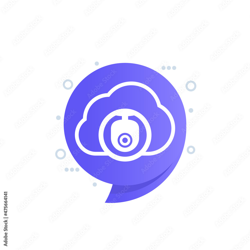 ip camera and a cloud icon, vector ip camera and a cloud icon, vector