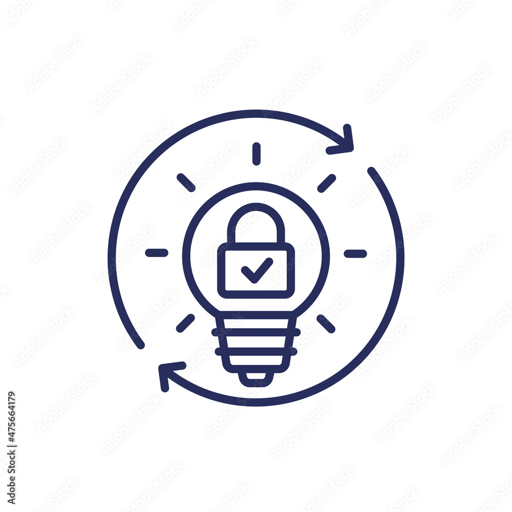 patent renewal line icon on white patent renewal line icon on white