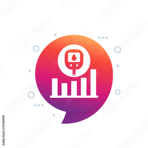Glucose monitoring icon with glucometer and a graph