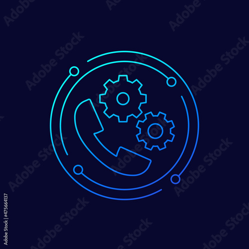 call settings line icon with gears and phone
