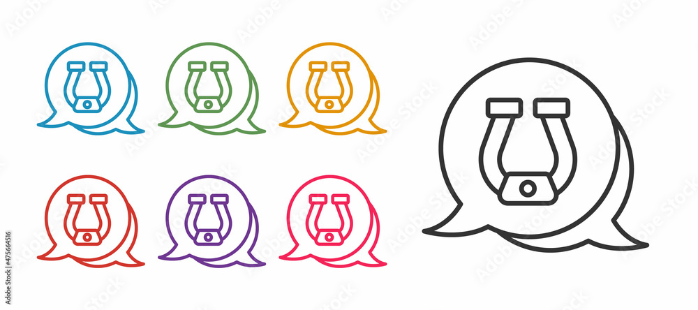 Set line Horseshoe icon isolated on white background. Set icons colorful. Vector Set line Horseshoe icon isolated on white background. Set icons colorful. Vector