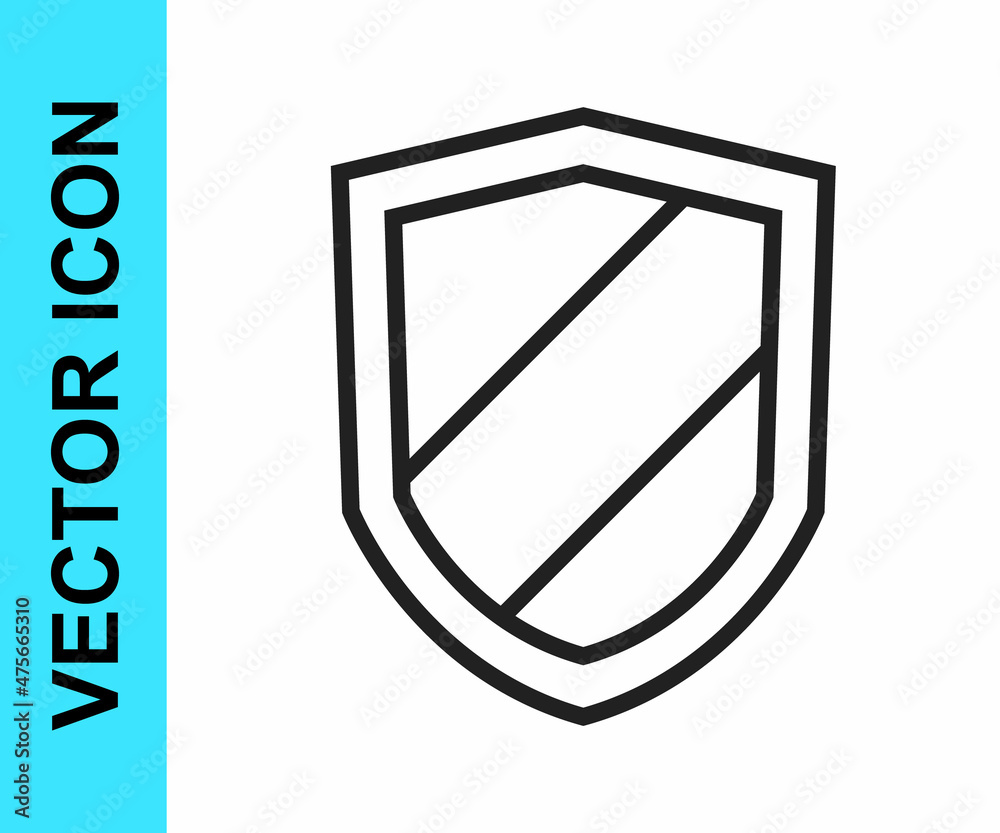 Black line Shield icon isolated on white background. Guard sign. Security, safety, protection, privacy concept. Vector Black line Shield icon isolated on white background. Guard sign. Security, safety, protection, privacy concept. Vector