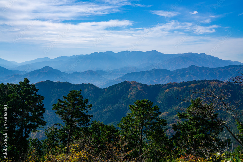 山並み　秋の丹沢　高尾山からの風景