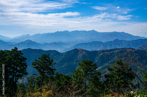 山並み 秋の丹沢 高尾山からの風景
