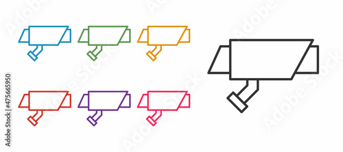 Set line Security camera icon isolated on white background. Set icons colorful. Vector