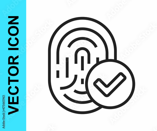 Black line Fingerprint icon isolated on white background. ID app icon. Identification sign. Touch id. Vector