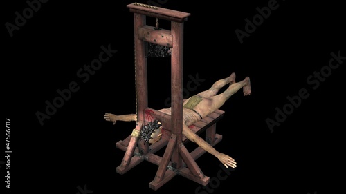 3d illustration - The guillotine is a device of French Revolution photo