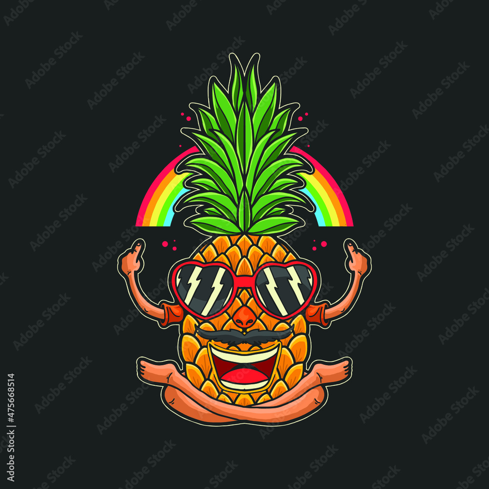 happy pineapple summer tropical fruit illustration happy pineapple summer tropical fruit illustration