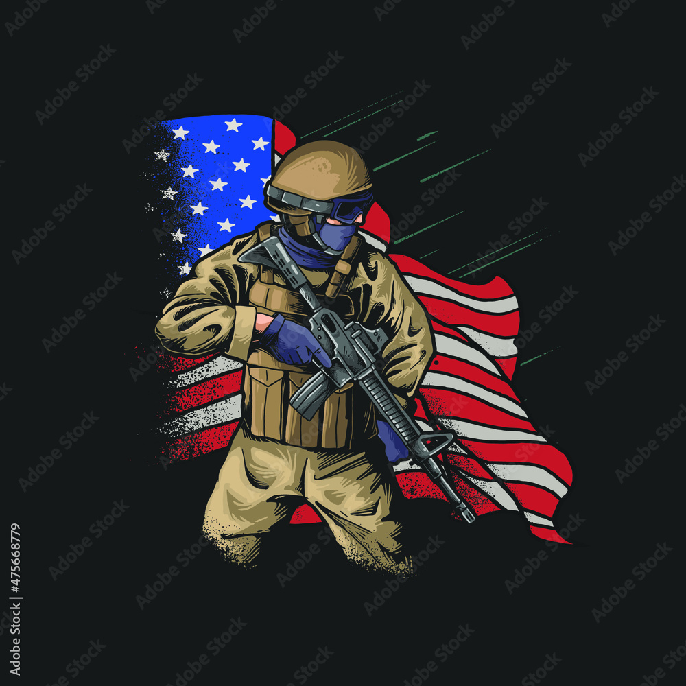 brave american soldier veterans day illustration vector brave american soldier veterans day illustration vector