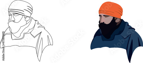 Obraz na plátně Indian person with orange turban
