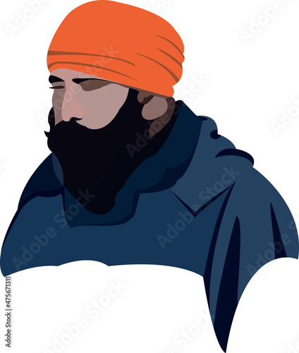 Indian person with orange turban