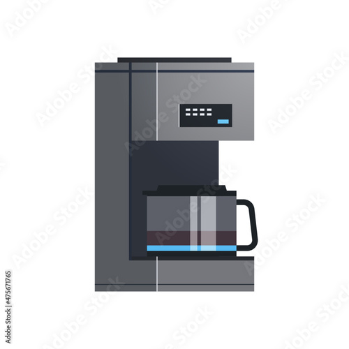 Filter coffee machine and home appliance flat vector illustration.