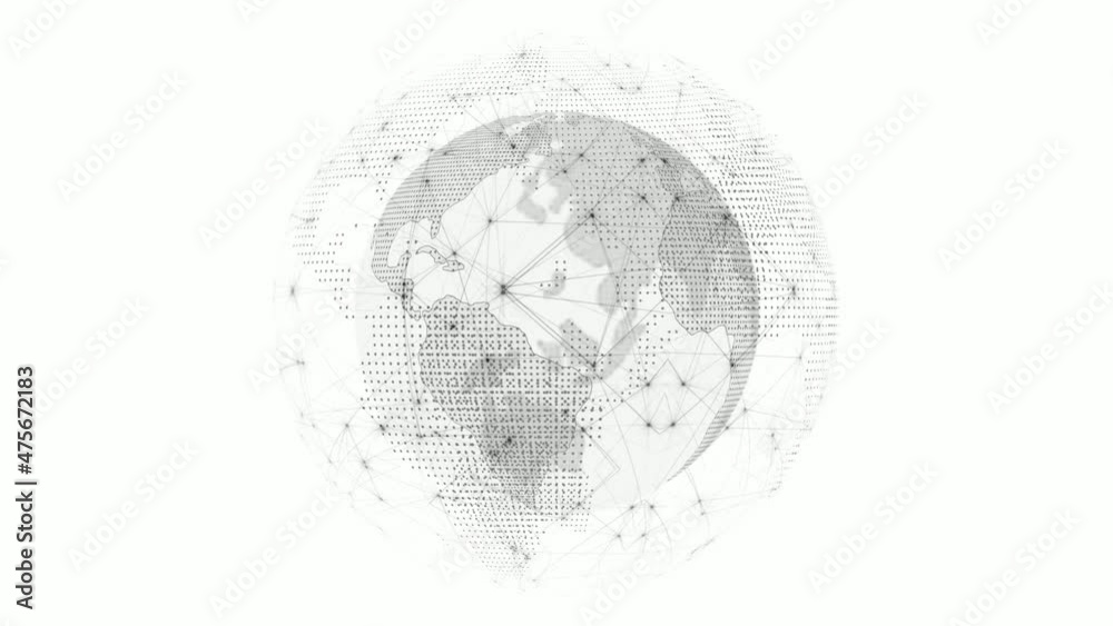 Network plexus earth, gray plexus planet white background