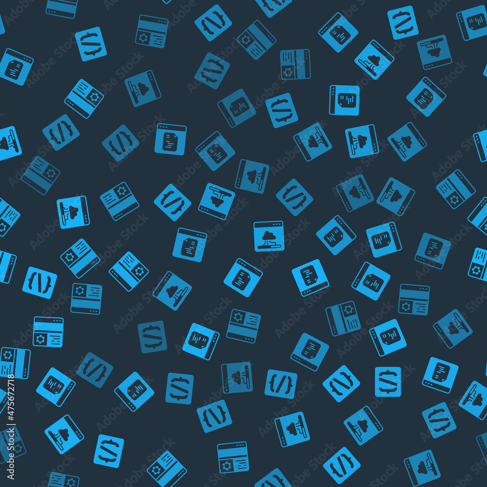 Set Programming language syntax, Software, Cloud technology data transfer and Debugging on seamless pattern. Vector Set Programming language syntax, Software, Cloud technology data transfer and Debugging on seamless pattern. Vector