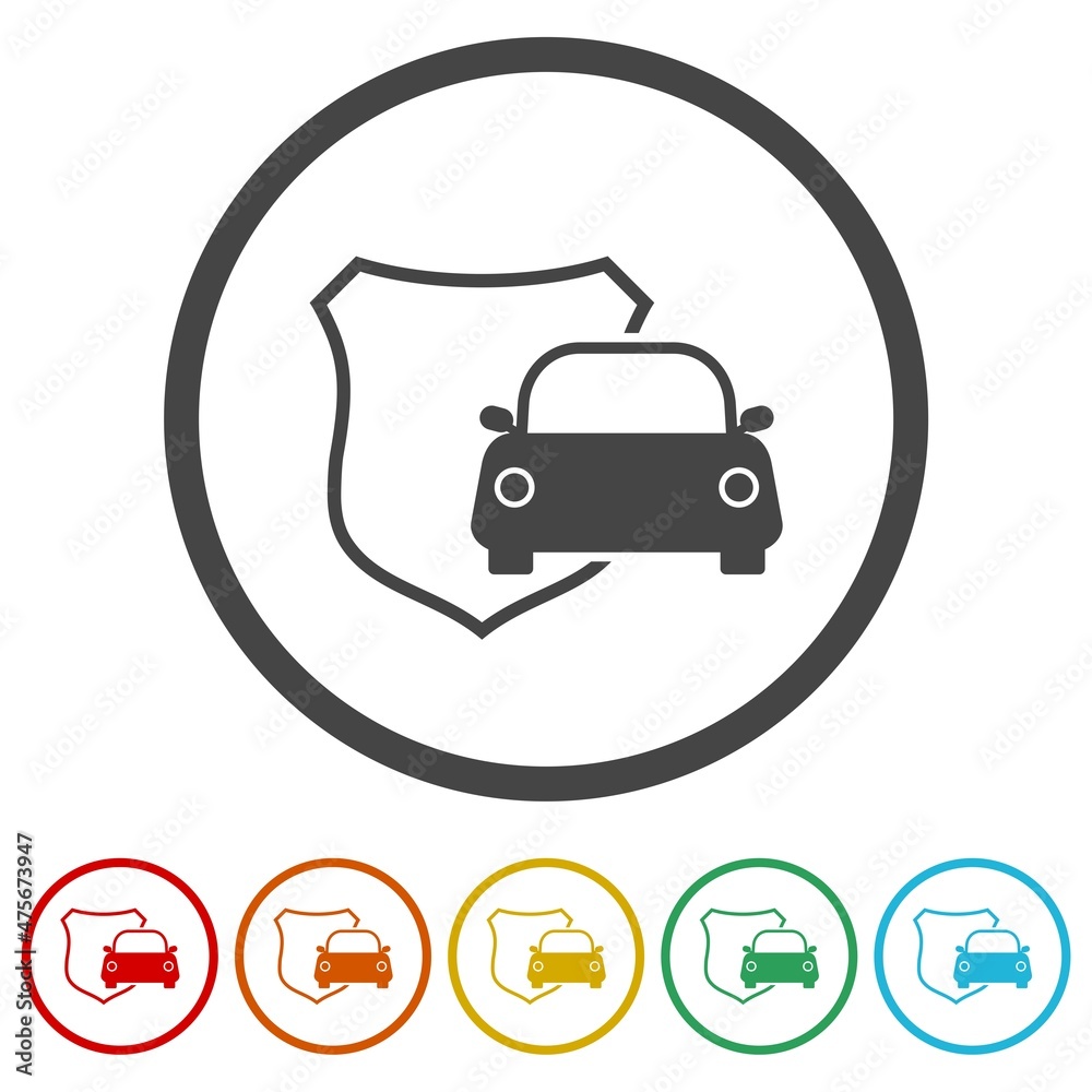 Car secure icon isolated on white background, color set Car secure icon isolated on white background, color set