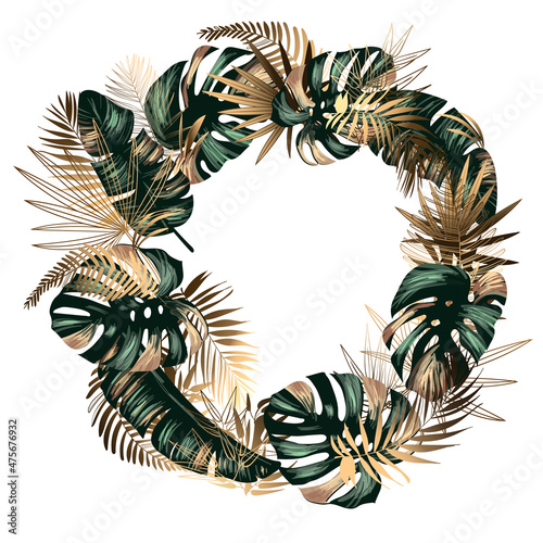 frame with tropical leaves