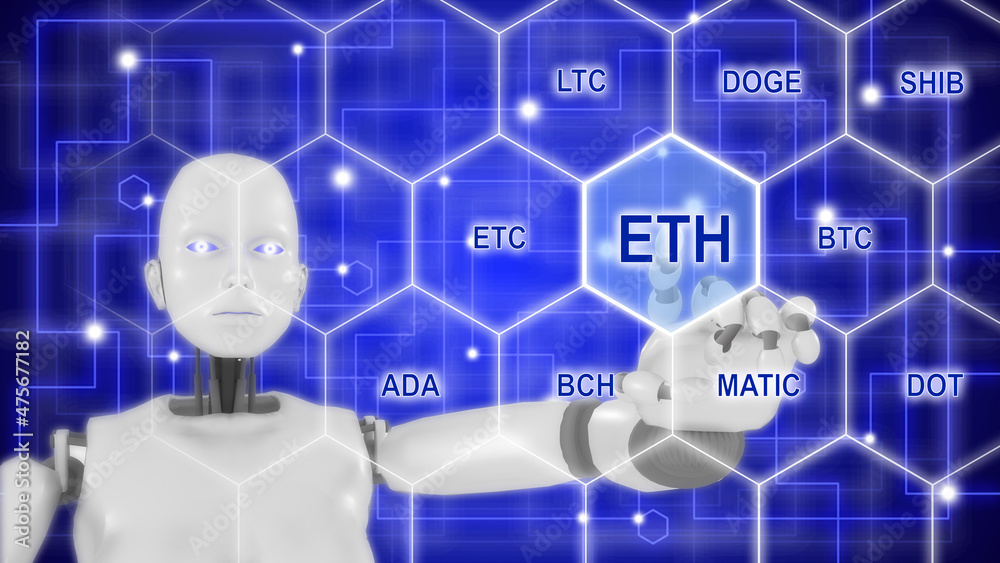 Fototapeta premium Non fungible token NFT crypto art blockchain robot concept