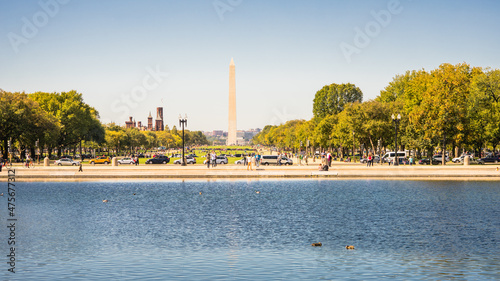 View to field and big column monument