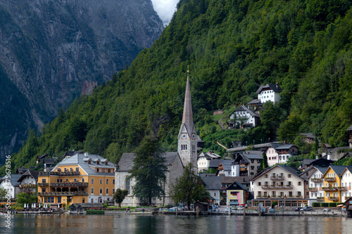 beautiful landscapes with mountains and clouds , pictures  of Hallstatt city in Austria  © Tariq