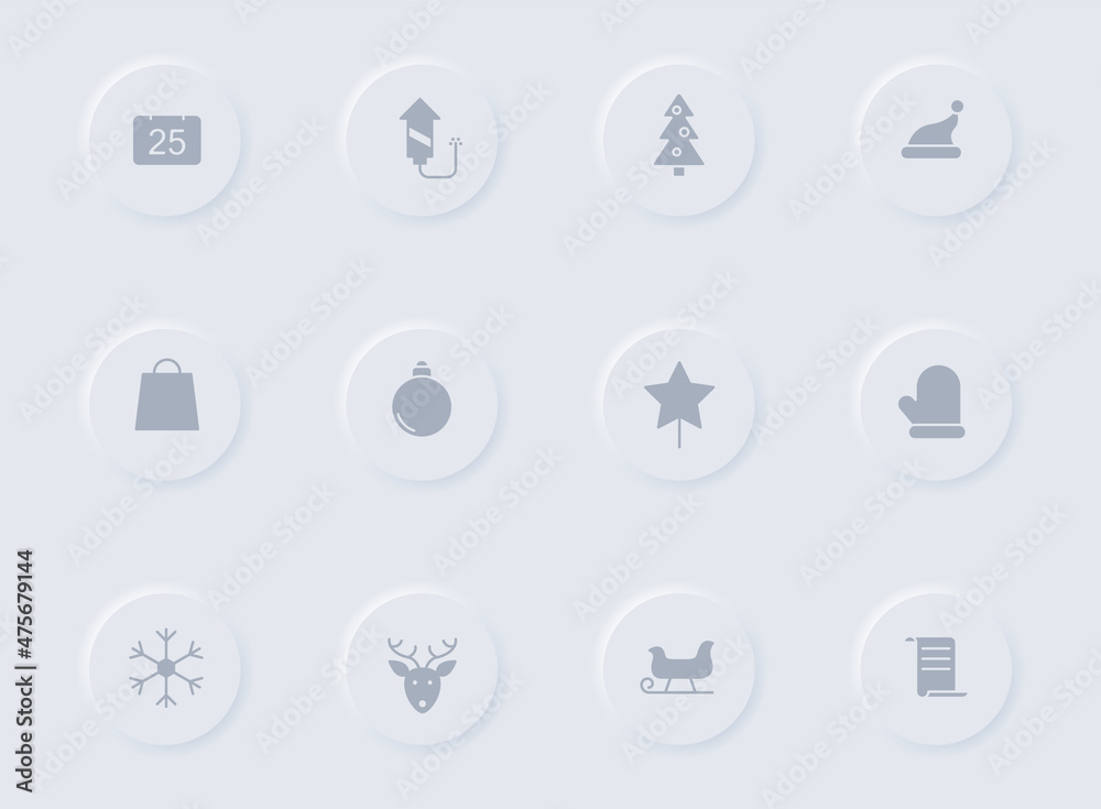christmas gray vector icons on round rubber buttons. christmas icon set for web, mobile apps, ui design and promo business polygraphy christmas gray vector icons on round rubber buttons. christmas icon set for web, mobile apps, ui design and promo business polygraphy