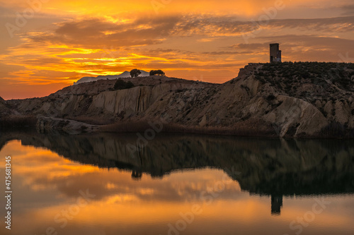 The Rabasa lagoons in Alicante, Spain, some old open-pit mines until the water level was reached, at sunset