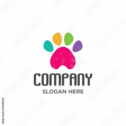 Pet logo design paw, vector for animal shop business Vector