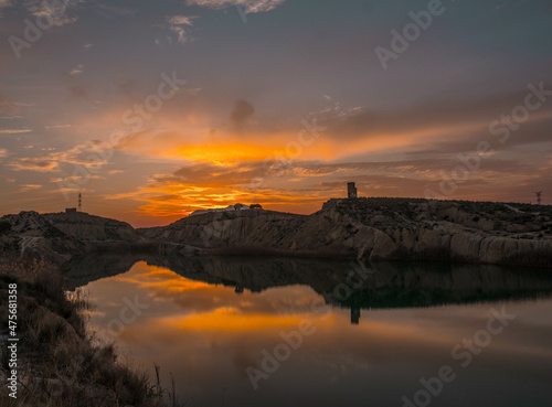 The Rabasa lagoons in Alicante, Spain, some old open-pit mines until the water level was reached, at sunset