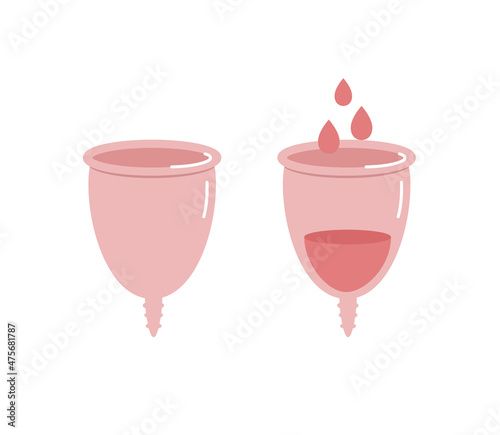 Beige menstrual cup vector doodle illustration.