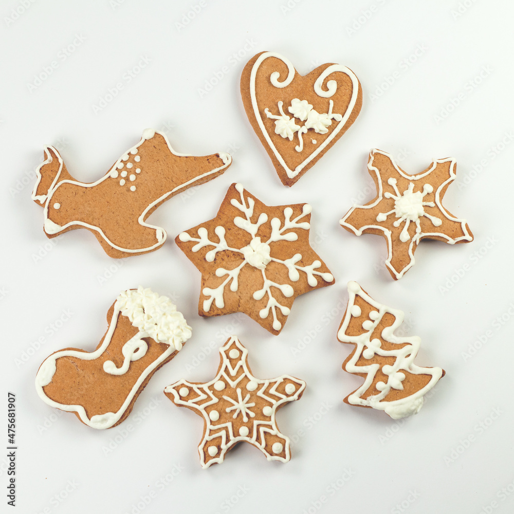 Homemade various Christmas gingerbread cookies Homemade various Christmas gingerbread cookies