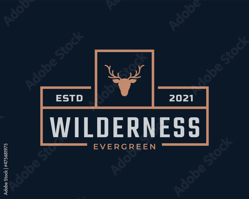 Foto Classic Vintage Retro Label Badge for Deer Reindeer Antler Hunting Logo Design I