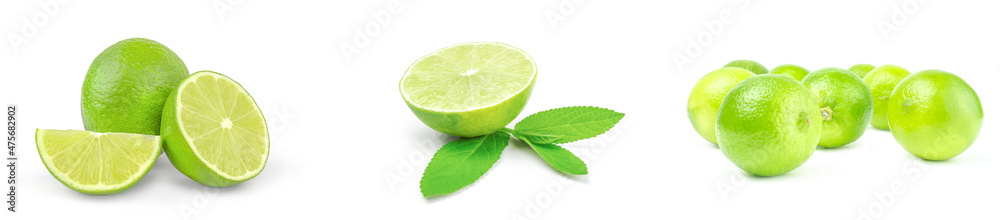 Collection of limes over a white background Collection of limes over a white background