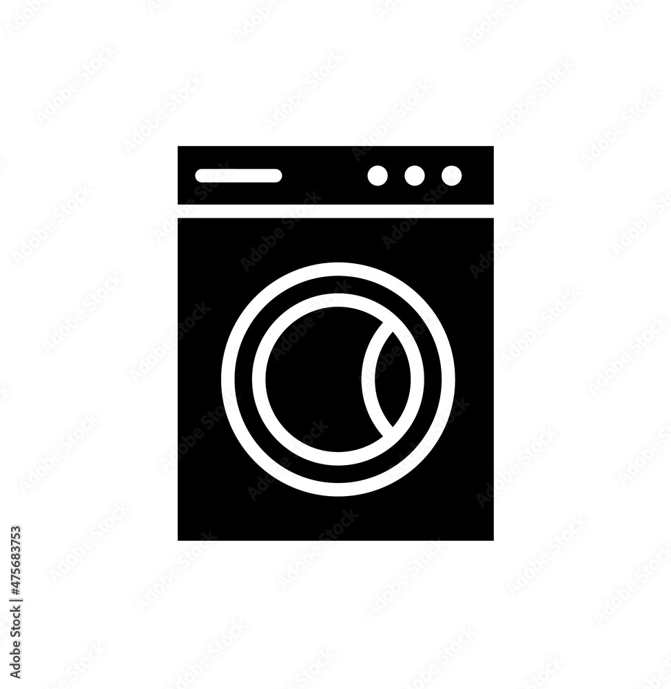 Washing Machine icon. Vector graphic glyph style isolated on white background Washing Machine icon. Vector graphic glyph style isolated on white background