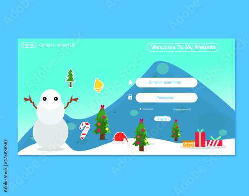Web log in teamplate merry christimas mountain snow illustration