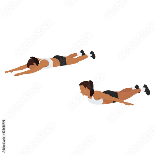 Woman doing Slider prone snow angels exercise. Flat vector illustration isolated on white background photo