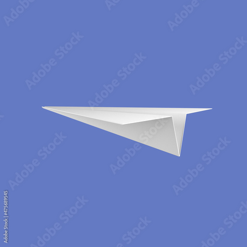 3d cartoon paper plane isolated on a blue background, paper plane icon. 3d rendering illustration