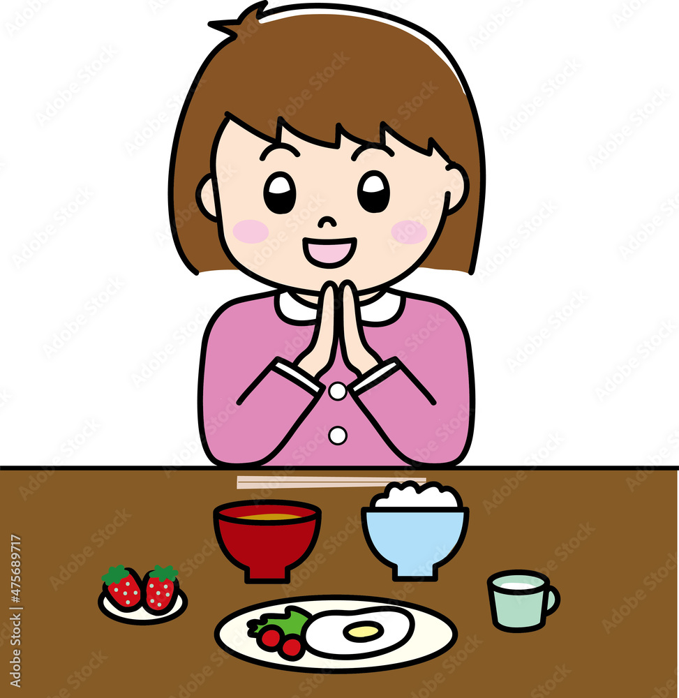 いただきますとごちそうさまをする子供 いただきますとごちそうさまをする子供