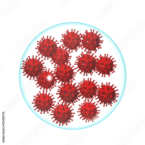 Viruses in sphere 3d rendering