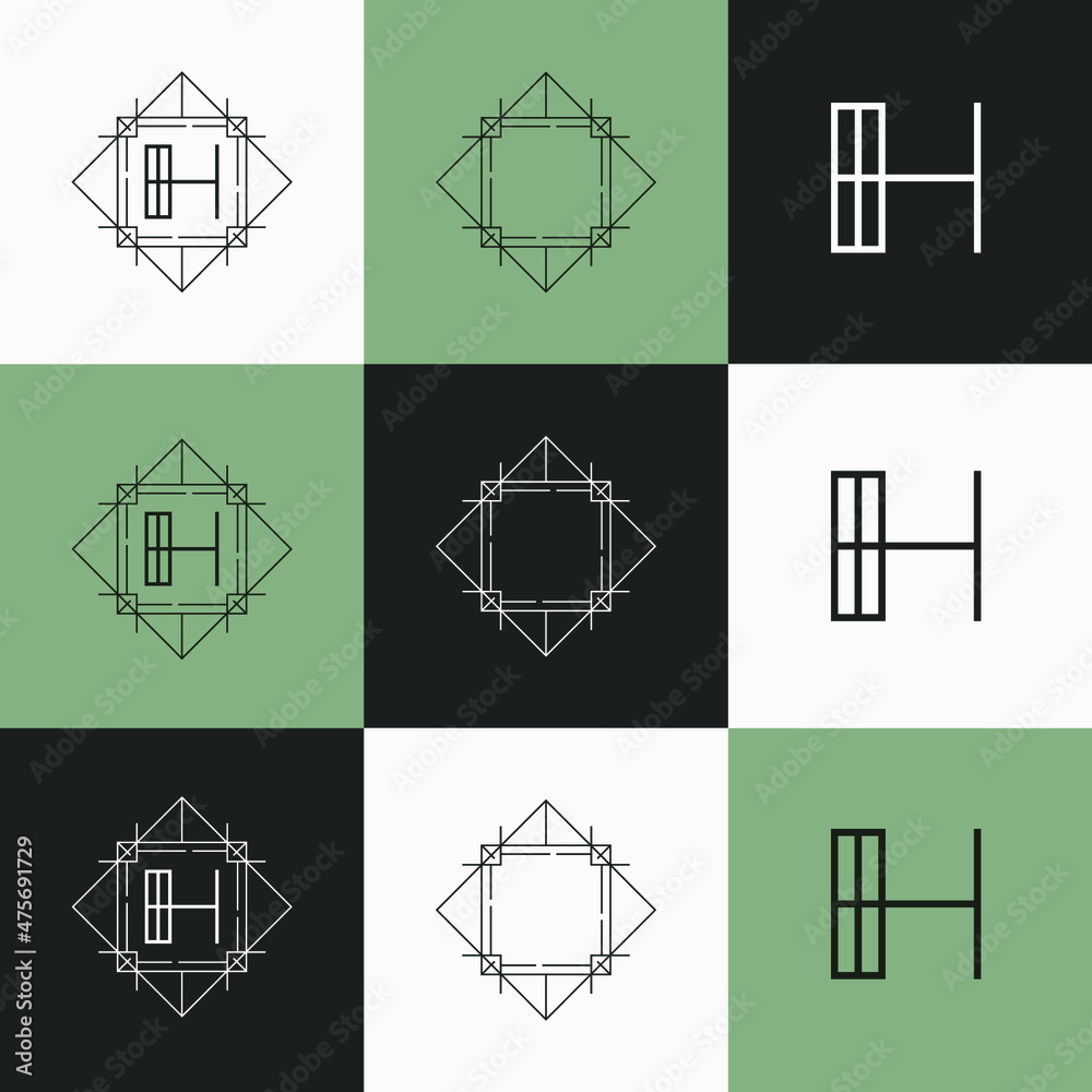 Fototapeta premium Art Deco letter alphabet frame logo kit set