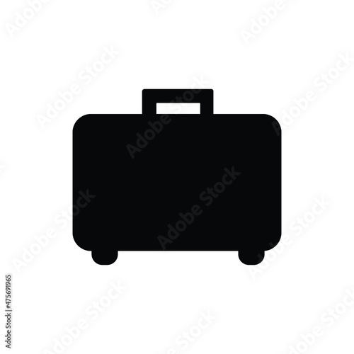 Suitcase in black. Vector icon isolated on white background.