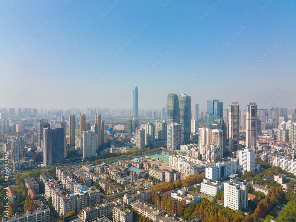 Obraz premium Wuhan Zhongshan Park late autumn aerial scenery in Hubei, China 