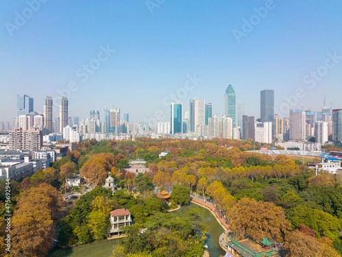 Wuhan Zhongshan Park late autumn aerial scenery in Hubei  China 