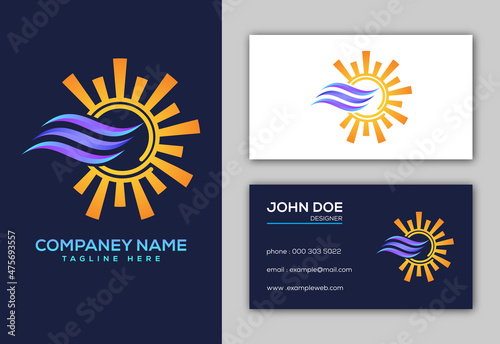 Air conditioner logo sign symbol. Hot and cold symbol