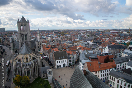 Ghent skyline in bruges belgium